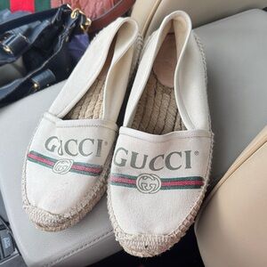 Gucci Women's Cream Canvas Espadrilles